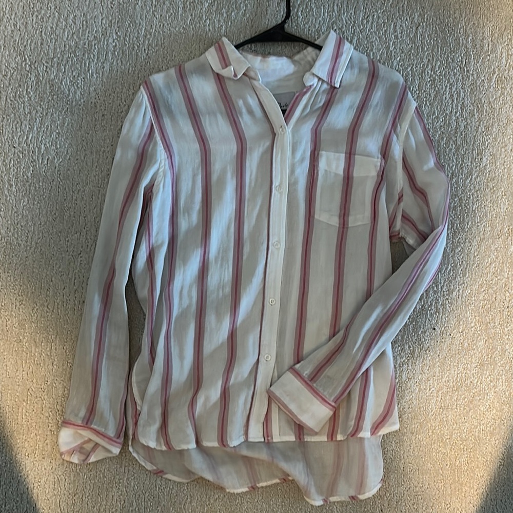 Rails Pink and White Striped Shirt